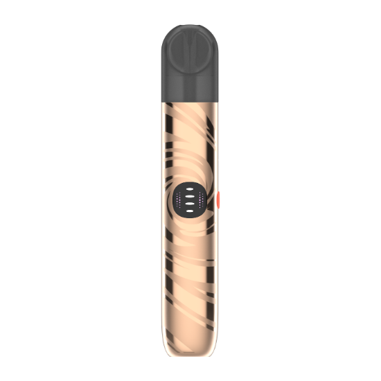 Dispositivo vapeador alargado con patrón de leopardo en tonos beige y negro